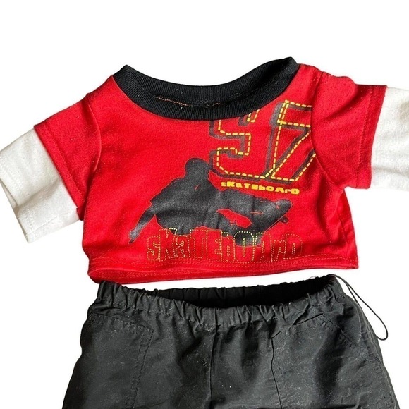 BUILD A Bear Workshop Black Bear 16" Plush Animal Shorts Pants Skate T-Shirt - Picture 9 of 15